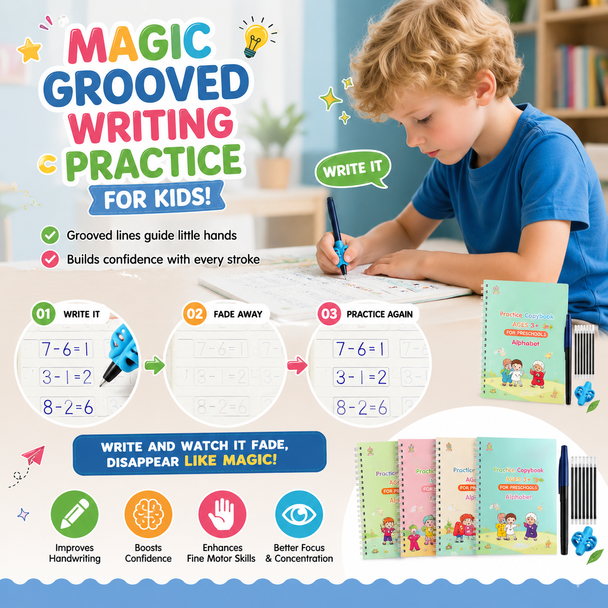 Kids Practice Copybook Set (4Pcs/Set)