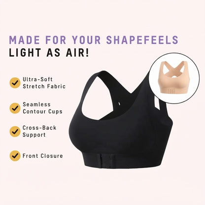 ✨50% OFF NOW! 👙 Front Closure Cross-Back Wireless Posture Bra – Ultra Push-Up, All-Day Comfort & Natural Lift for a Slimmer, Taller Silhouette 💖