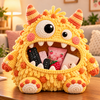 🔥 Last Day 49% OFF-Clutter Munchers Hungry Monster DIY Crochet Storage Buddies 👾🧶