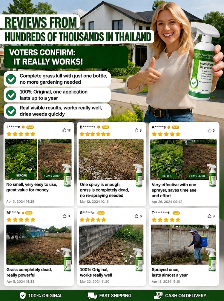 Fast-Acting Weed & Bamboo Removal Spray, 1 Application, 5 Years Weed-Free!