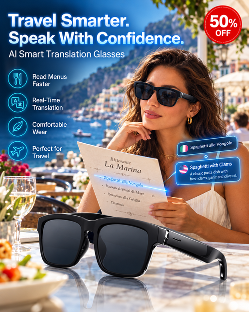 ⏰👓AI Smart Glasses: 100% Offline Translation Zoom & Explore Smarter.