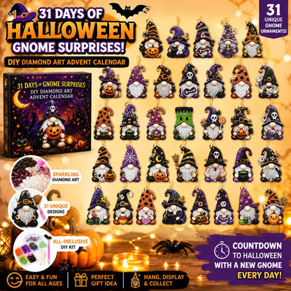 🔥HOT SALE 50% OFF - 🎃✨ 31 Days of Gnome Surprises Halloween Diamond Painting Advent Calendar