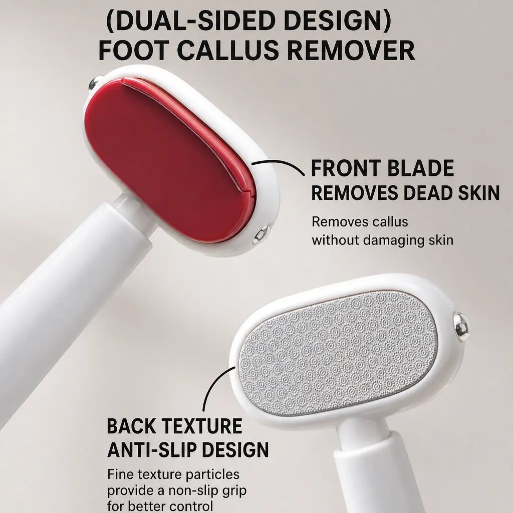 Dual‐Sided Foot Callus Remover, Replaceable Stainless Steel Blade Foot Scraper 🦶
