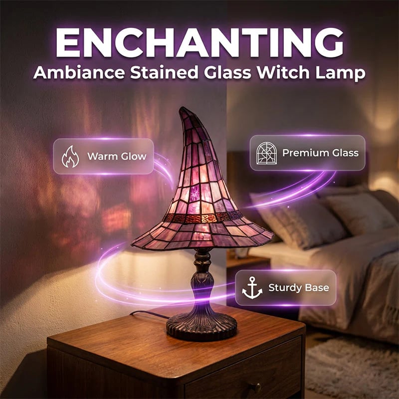 🧙‍♀️ Stained-Resin Witch Hat Lamp – Enchanting Gothic Ambient Light