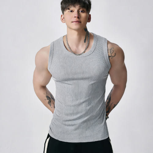 🔥Men's  Wide Strap Ribbed Tank Top