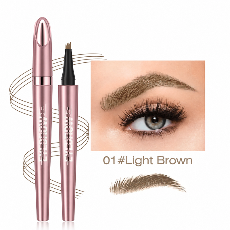 Waterproof Micro-Fork Eyebrow Pencil, Long-Lasting Brow Pen for Natural Hair-Like Strokes
