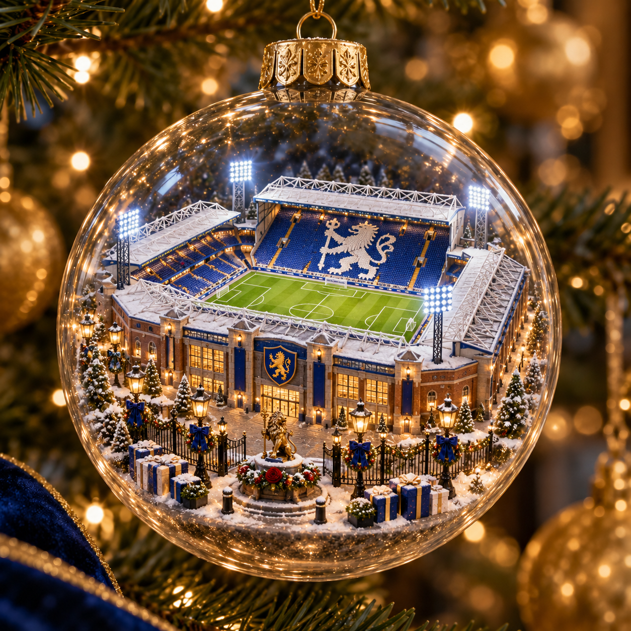 🎄Keep the Blue Flag Flying High Light-Up Football Heritage Diorama Ornament