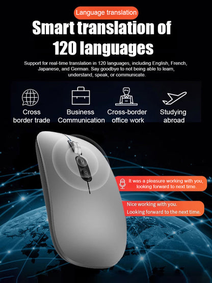 💛Smart Voice Translation and Recognition Wireless Tri-Mode Mouse💛Real-time translation of 117 languages🔥Over 50,000 units sold in North America🔥AI intelligent chip recognition🌹