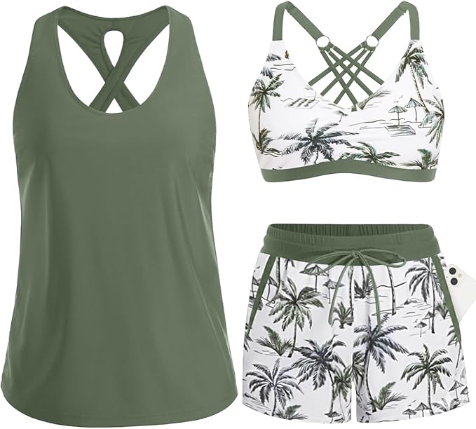 ⏰LAST DAY 57% OFF - 3 Piece Tankini with Shorts🔥