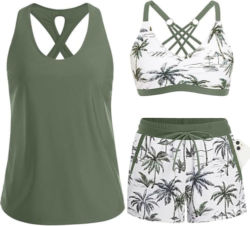 ⏰LAST DAY 57% OFF - 3 Piece Tankini with Shorts🔥