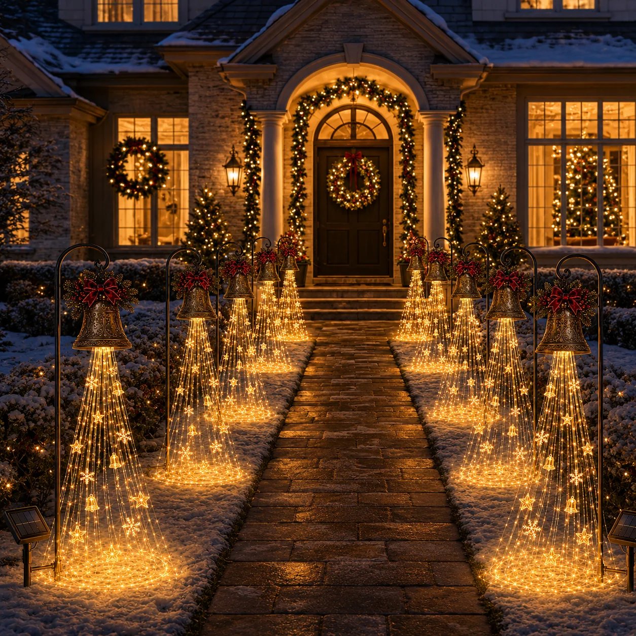 🔥Buy 2 Get 20% OFF🔥🎄 Christmas Bell Cascade Solar Yard Light✨