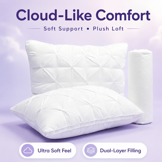 Tufted Neck Support Pillow | Cooling Breathable & Fluffy, No-Flat Fill for All Sleep Positions