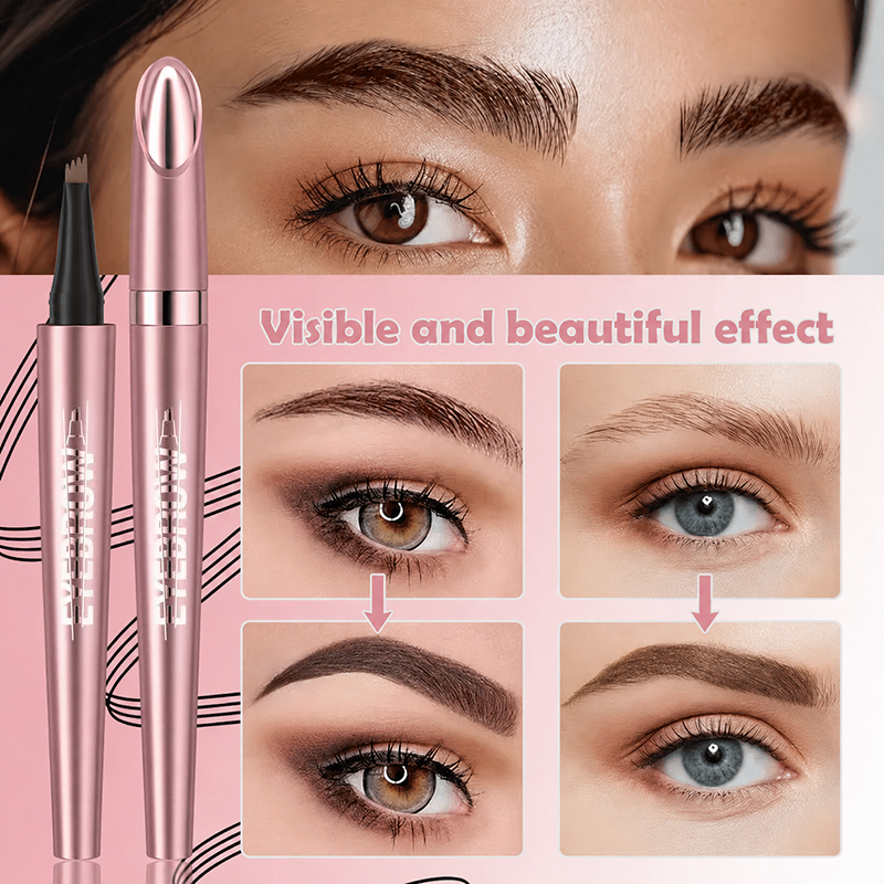 Waterproof Micro-Fork Eyebrow Pencil, Long-Lasting Brow Pen for Natural Hair-Like Strokes