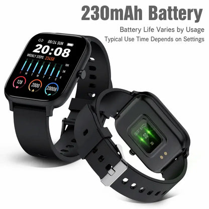 🎁This unisex smartwatch features a large touchscreen and a full suite of features, including message notifications, a pedometer, an alarm clock, a timer, music control, a comfortable strap, and compatibility with most iOS and Android smartphones.