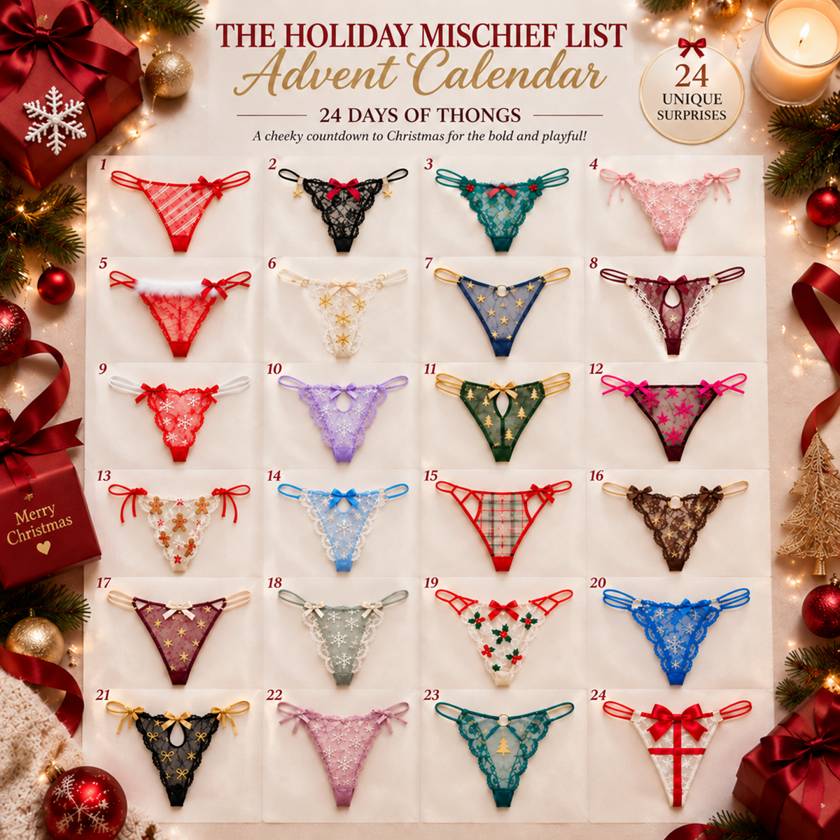 🎁 🔥24 Days of Temptation™ 🔥🎁– Luxury Lingerie Advent Calendar for Someone Special