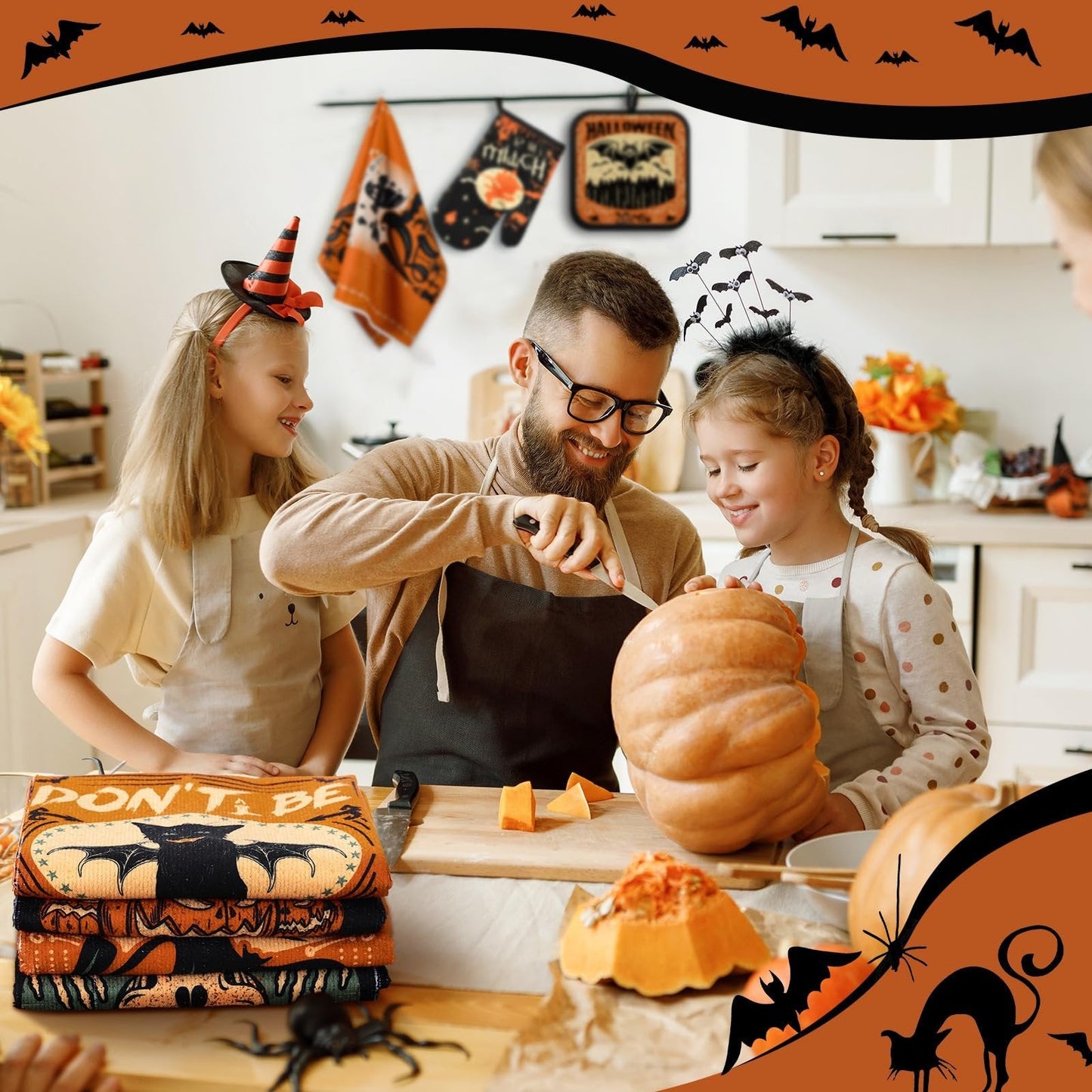 12-Piece Halloween Kitchen Decor Towel and Oven Mitt Set🧤