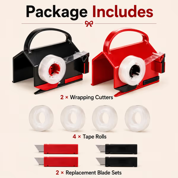 2-in-1 Wrapping Paper Cutter & Tape Dispenser - Faster Gift Wrapping Tool