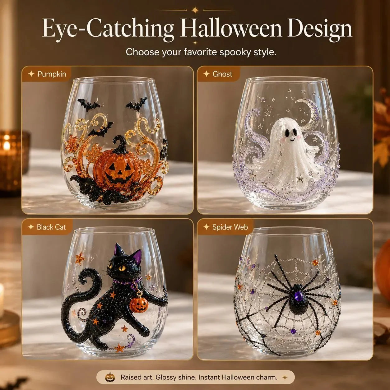🔥 LAST DAY-60% OFF | 🎃 3D Halloween Glasses - Perfect for parties and cozy autumn bars