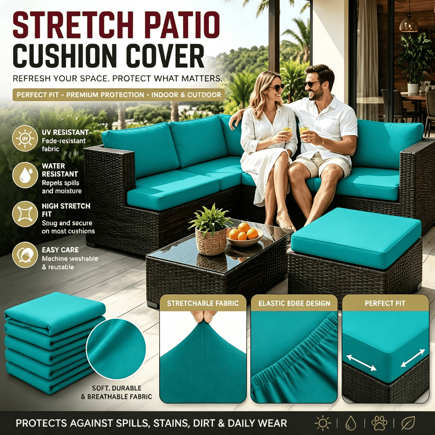 🪑 Stretch Sofa Cushion Covers — Only $9.99 Per Cover