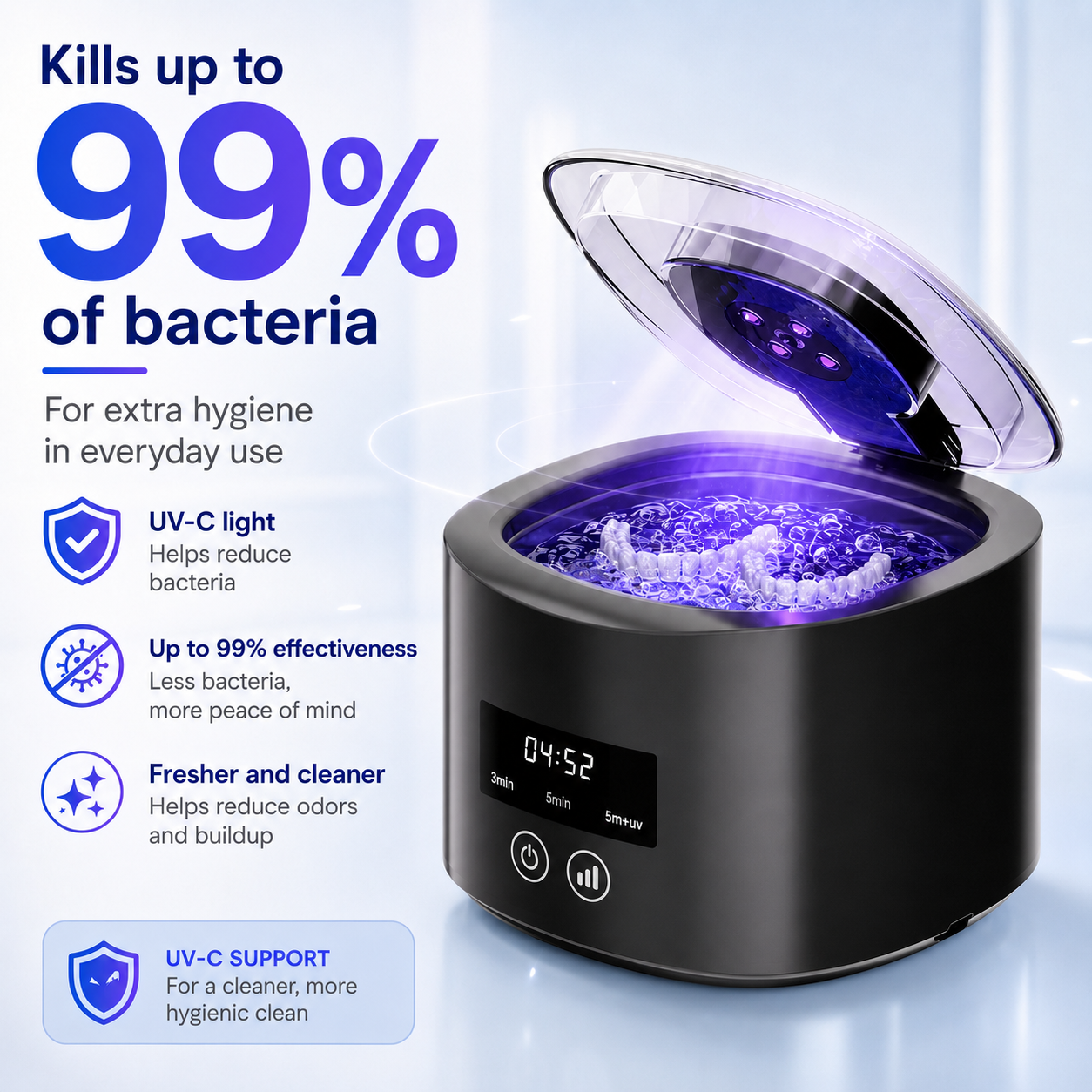 ❄️Limited-time 50% off! 🦷Ultrasonic UV-C denture cleaner—just 5 minutes to leave your dentures fresh and clean.