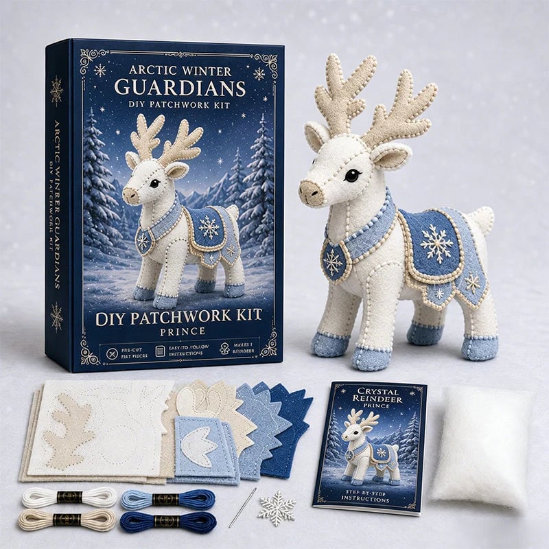 DIY Ice Dragon Felt Patchwork Kit Arctic Winter Guardian Sewing Set
