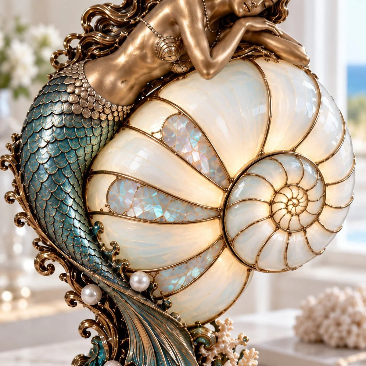 ✨ Moon Tide Mermaid Nautilus Lamp🐚✨