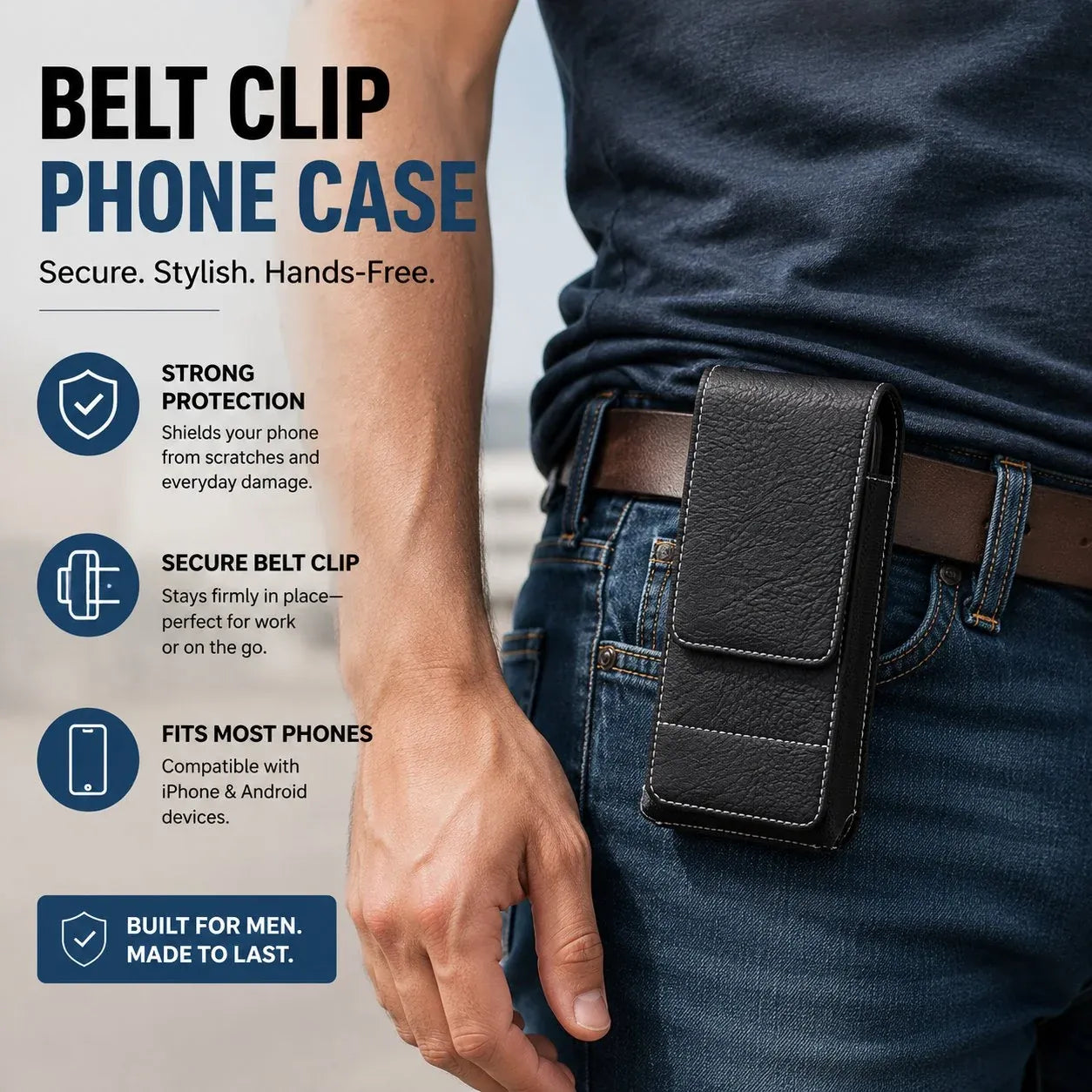 🔥Waist Belt Cell Phone Pouch 📱 Multi-Pocket Leather Organizer with Card Holder – Stylish & Practical!