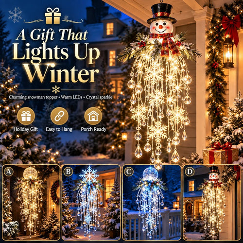 Crystal Cascade Christmas Light – Hanging Snowflake & Crystal LED Porch Décor ✨❄️