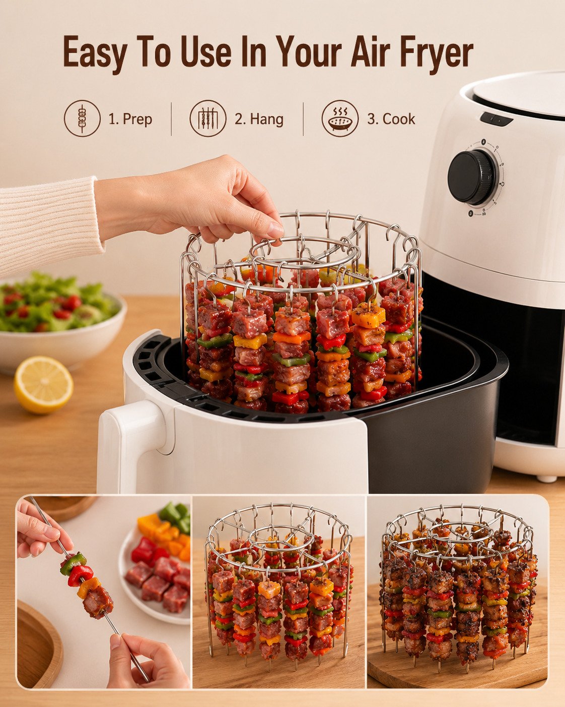 Heat-Resistant Vertical Skewers Clavo Air Fryer Rack