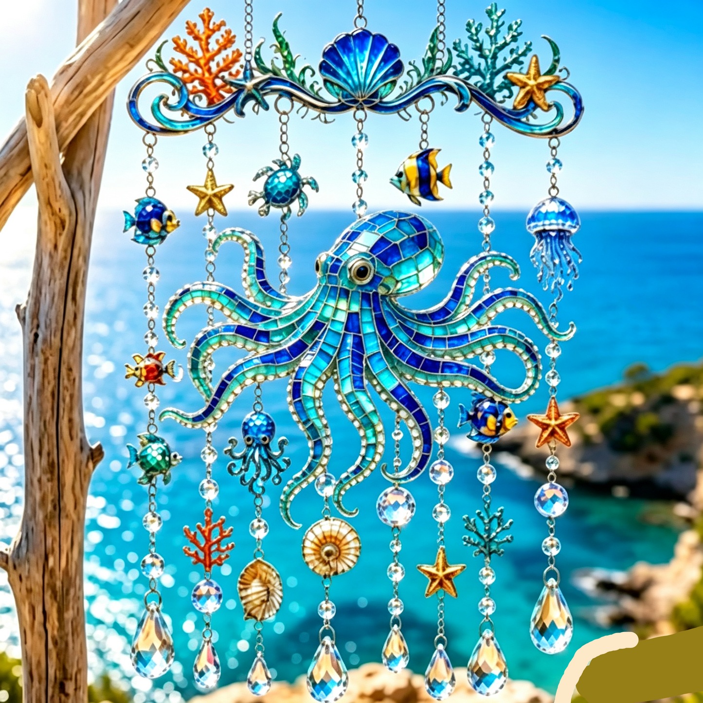 🌊 Sparkling Ocean Suncatcher – Dolphin, Whale & Sea Turtle Hanging Decor ✨