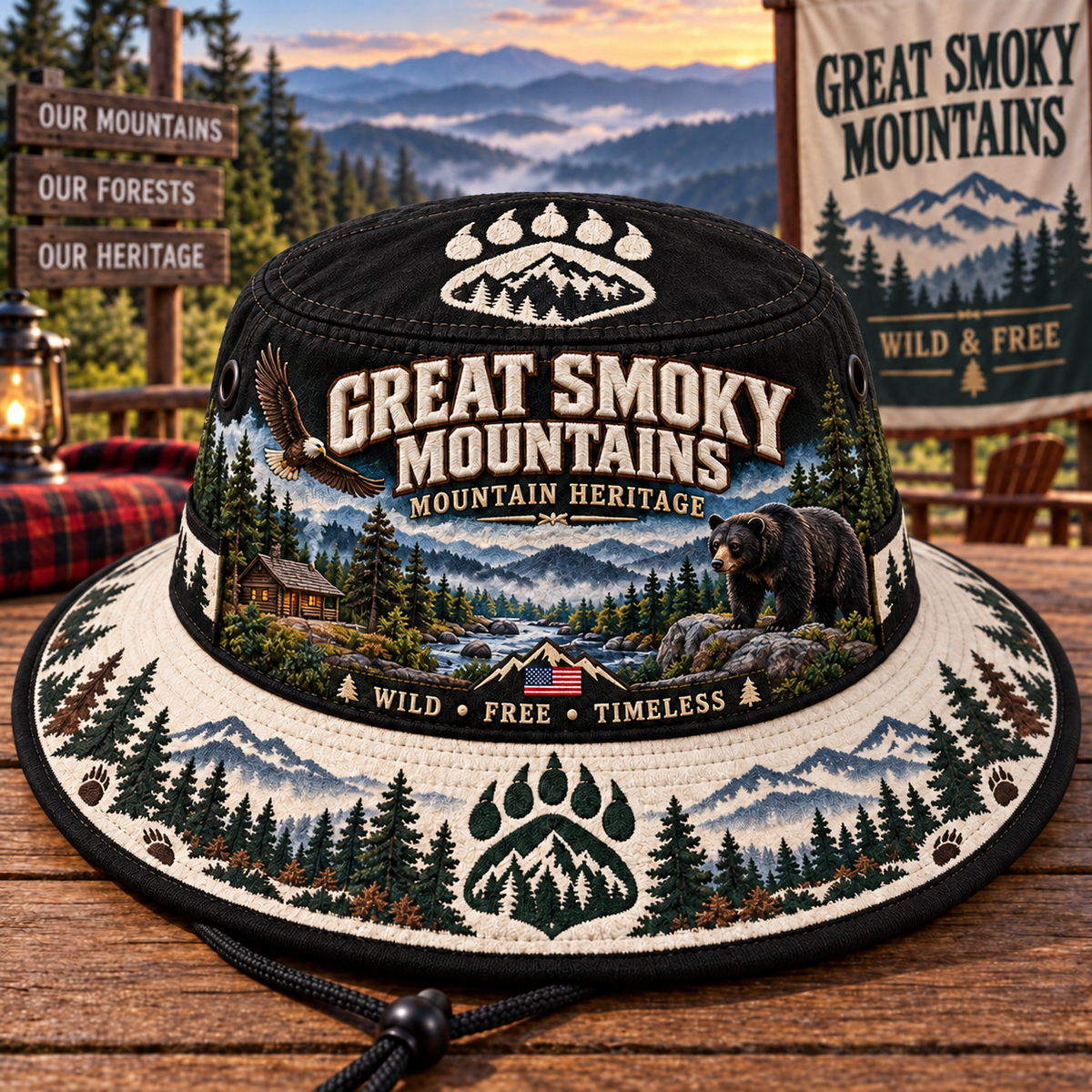 🐻🌲 Great Smoky Mountains Heritage Boonie Hat — Wild, Free & Timeless