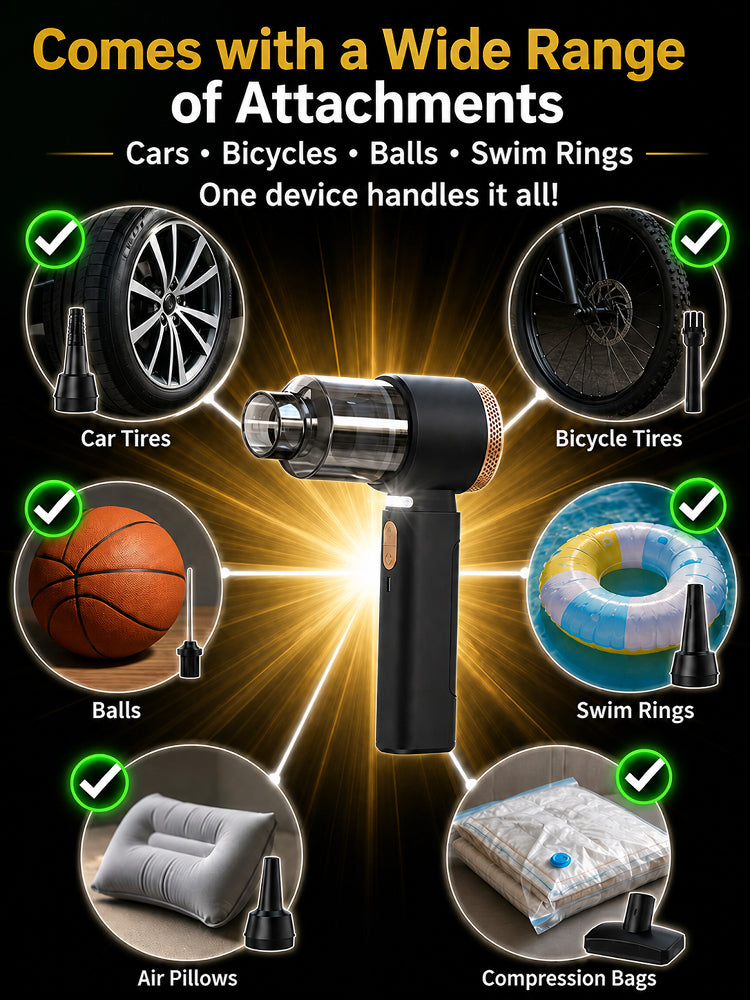 🚀 3-in-1 Car Vacuum: 3s to Clean & Inflate, No more messy seats!