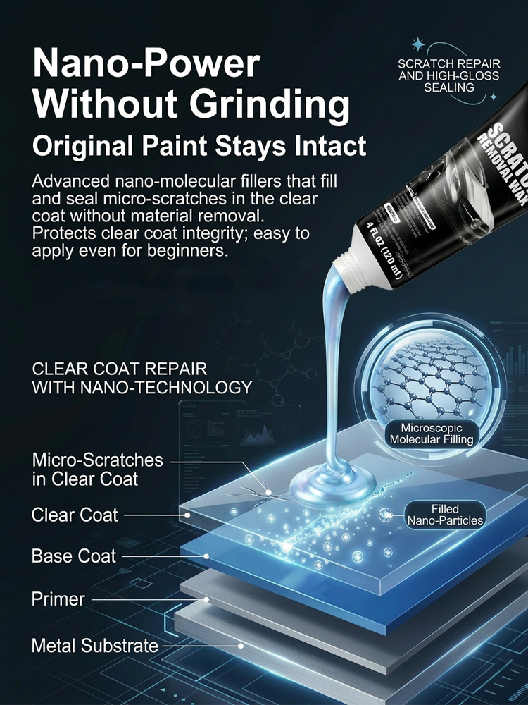 Scratch Eraser: Deep Repair Wax for Car Paint Scratches-Easy Application, Quick Drying & Invisible Finish 🔧