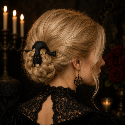 💀Gothic Skull Hair Stick Clip | A Bold Hair Accessory for Ponytails, Braids, Buns & Half-Up Styles✨