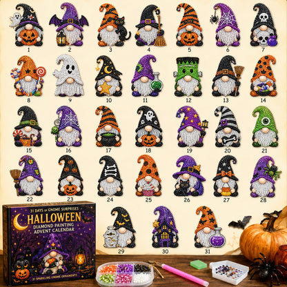 🔥HOT SALE 50% OFF - 🎃✨ 31 Days of Gnome Surprises Halloween Diamond Painting Advent Calendar