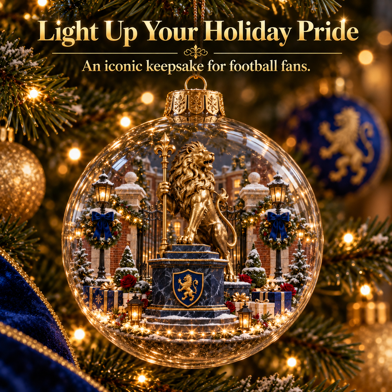 🎄Keep the Blue Flag Flying High Light-Up Football Heritage Diorama Ornament