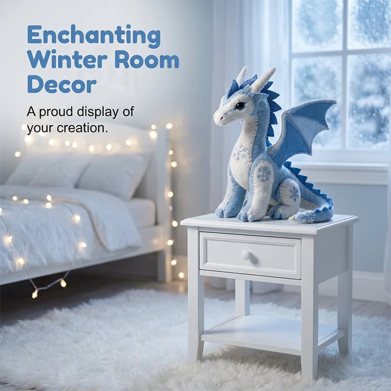 DIY Ice Dragon Felt Patchwork Kit Arctic Winter Guardian Sewing Set