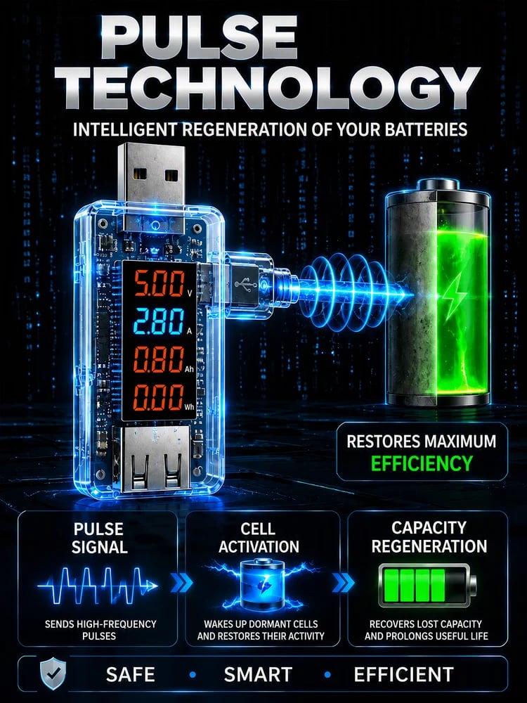 🔋 USB Battery Regenerator & Activation Tester with Digital LED Display ⚡