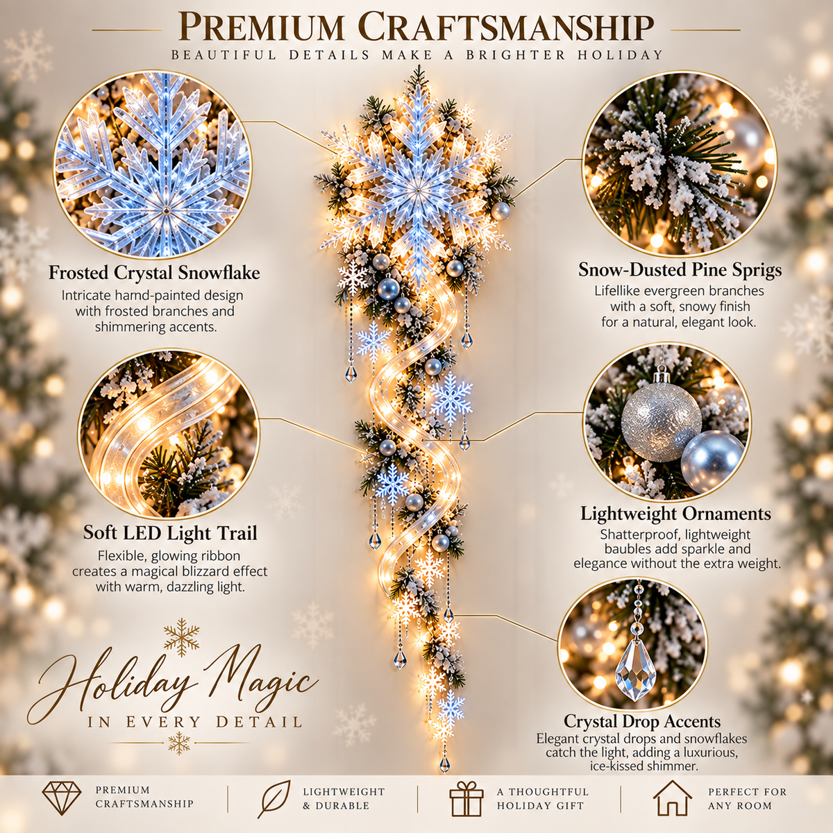 ❄️Giant Snowflake Blizzard Trail™- Let the Snowstorm Glow Indoors