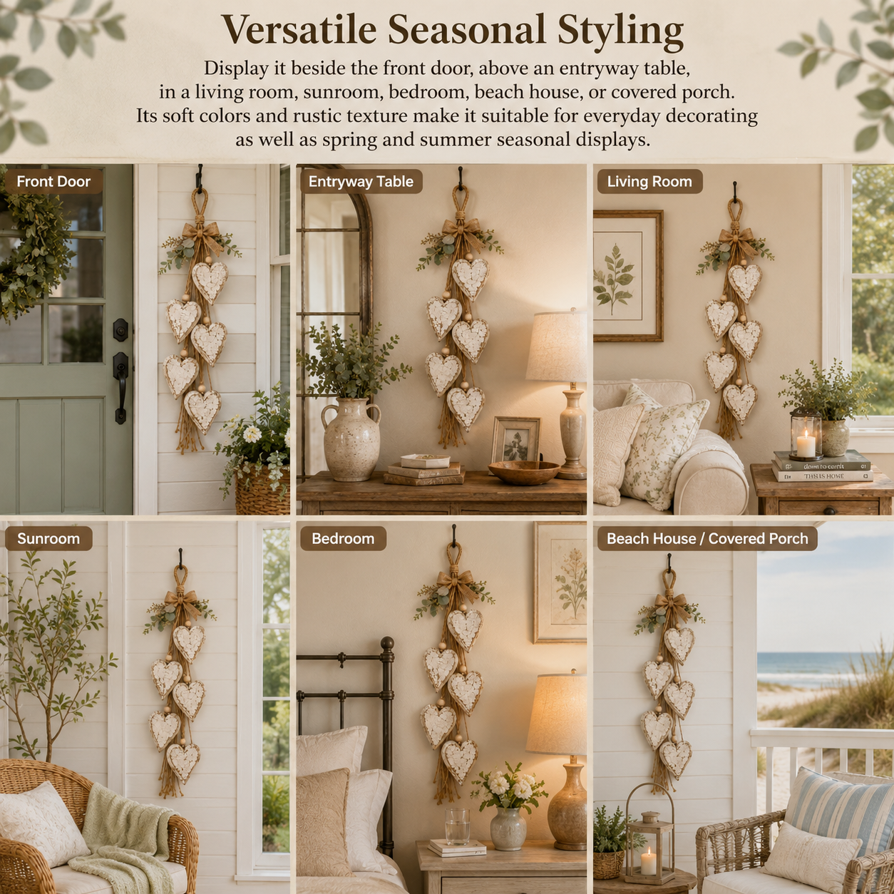 🤎 Handcrafted Hanging Heart Wall Decor – A Heartwarming Gift for Every Home