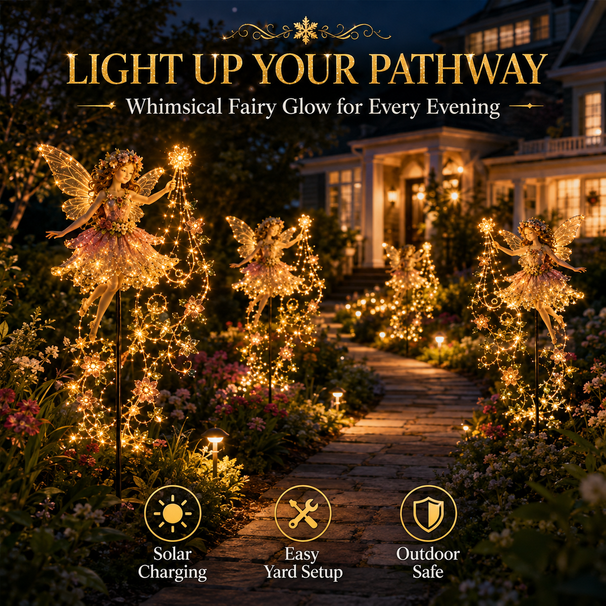 🎁Last Day 49% OFF-✨ Enchanted Flower Fairy Solar Garden Light – Magical Glowing Outdoor Christmas Yard Decor 🧚🌸