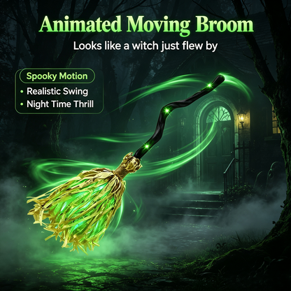 👻Limited Time 49% OFF🔥Animated Moving Witch Broom🌟Light‑Sound‑Motion