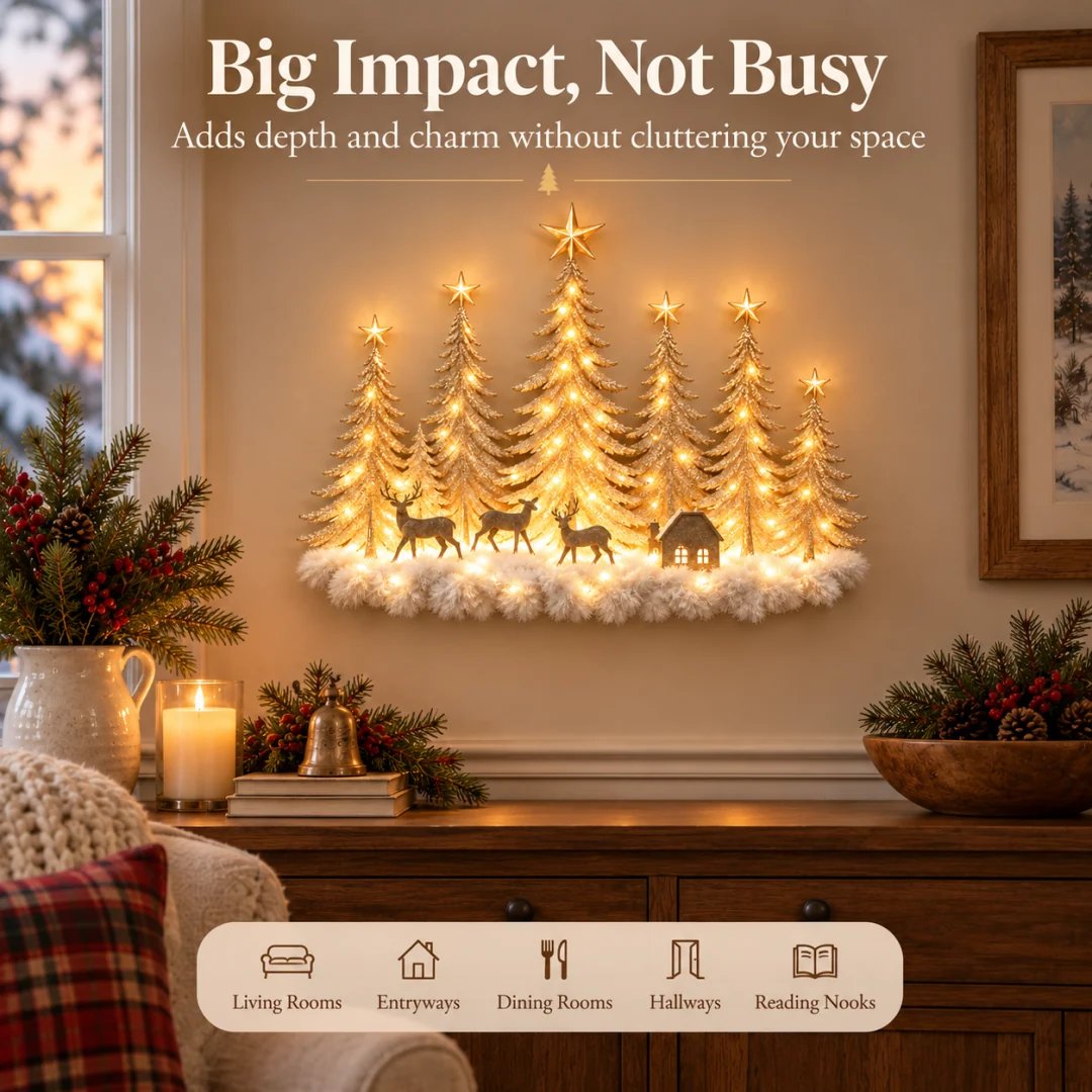 🎄Lighted Christmas Woodland Forest Wall Decor