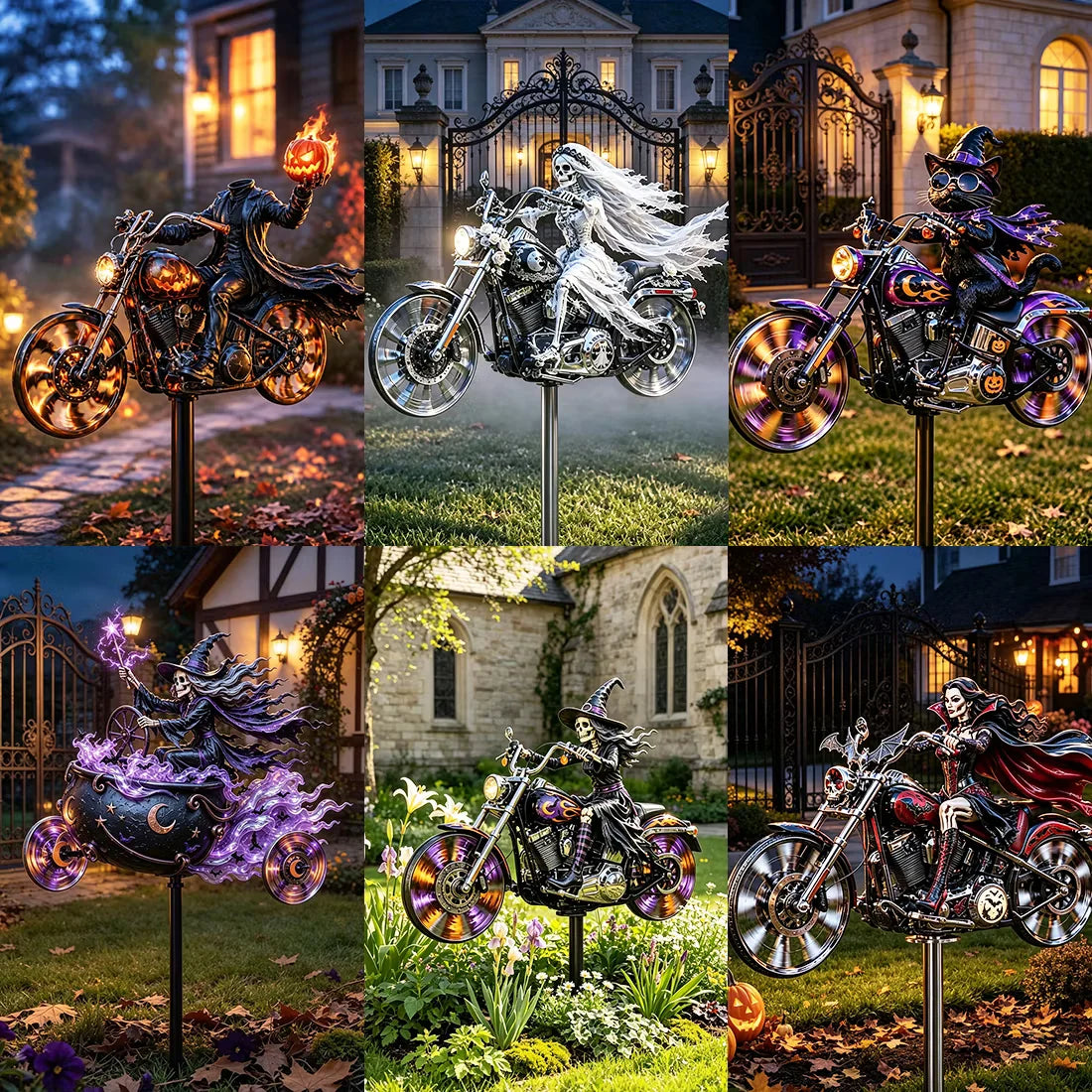 🎃 Halloween Motorcycle Garden Windmill 🏍️