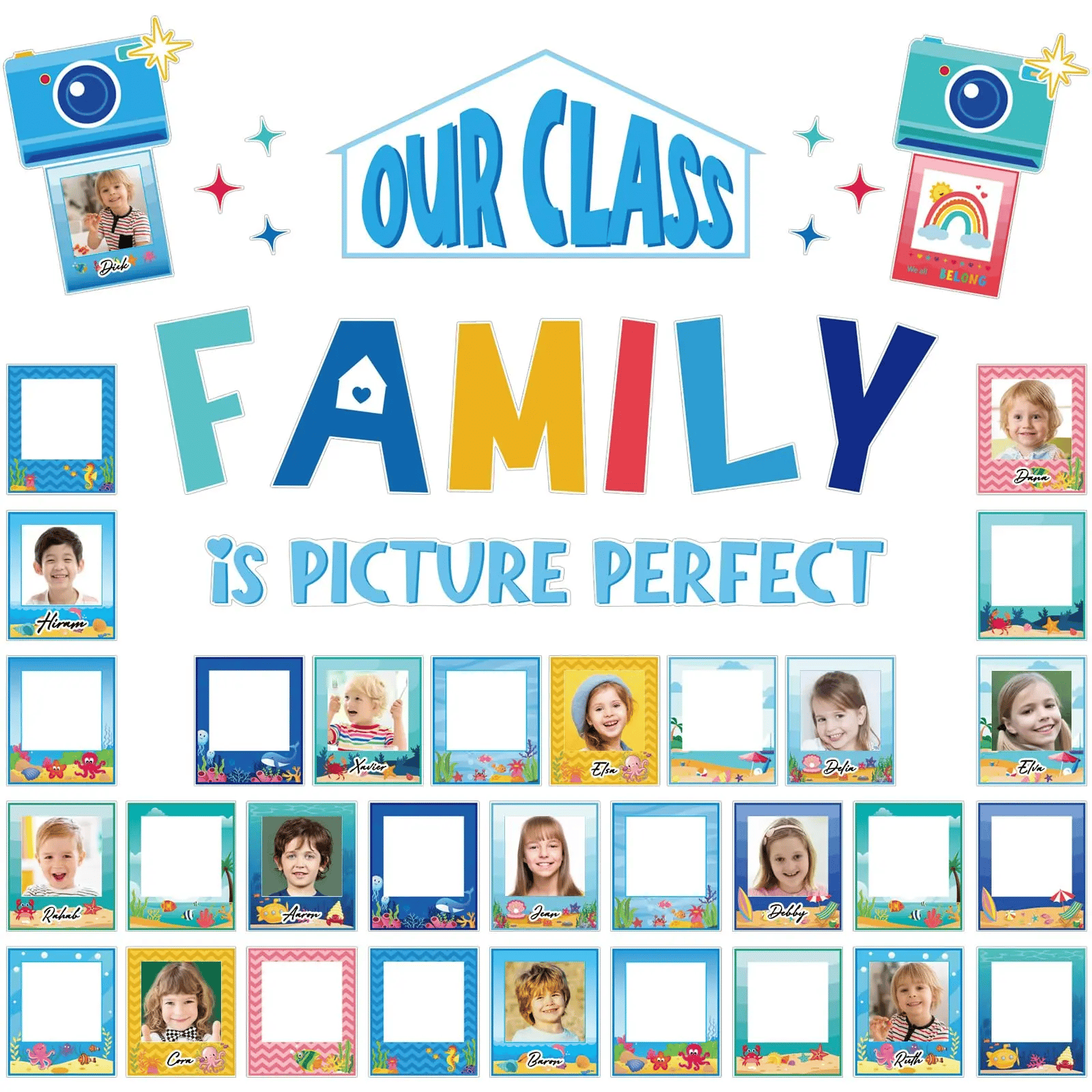 🏫"Our Class Is a Big Family" Photo-Frame Style Bulletin Board Decoration🎒