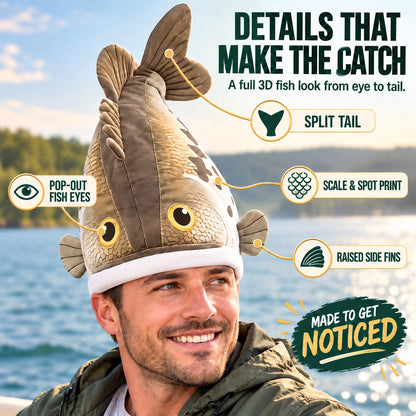 🔥Last day 49% OFF🐟 Funny 3D Fish Hat — Funny Fishing Gift for Anglers, Lake Days & Parties