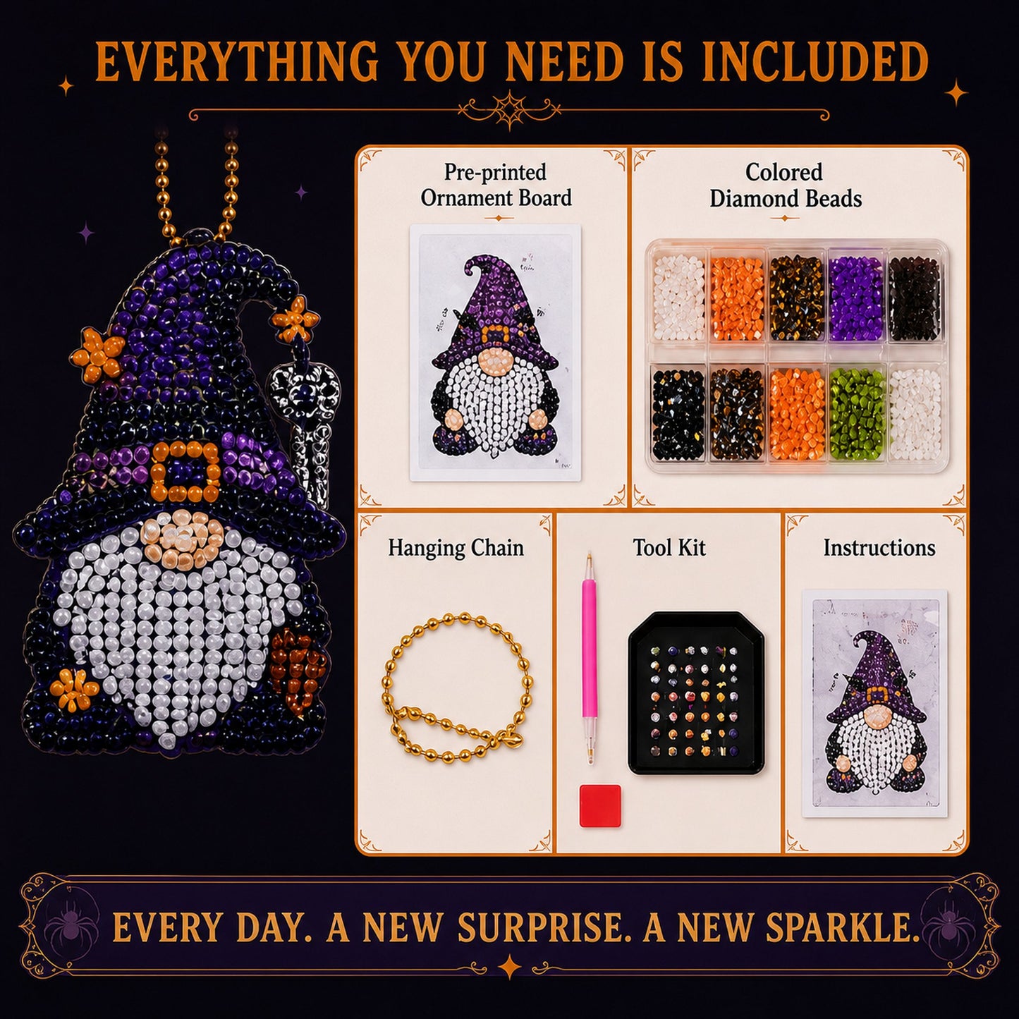 🔥HOT SALE 50% OFF - 🎃✨ 31 Days of Gnome Surprises Halloween Diamond Painting Advent Calendar