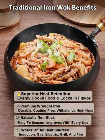 🥘 Authentic Handmade Pure Iron Pan | PFOA-Free | All Stoves Compatible | Physical Non-Stick | Boost Iron Levels ✨