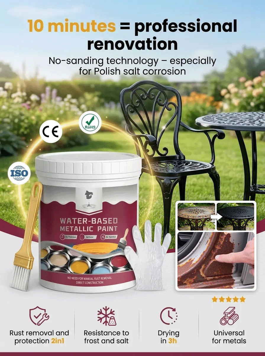【100% Water-Based Eco Formula】2-in-1 Black Rust Reformer Paint | 60-Sec No-Sanding Rust Melt