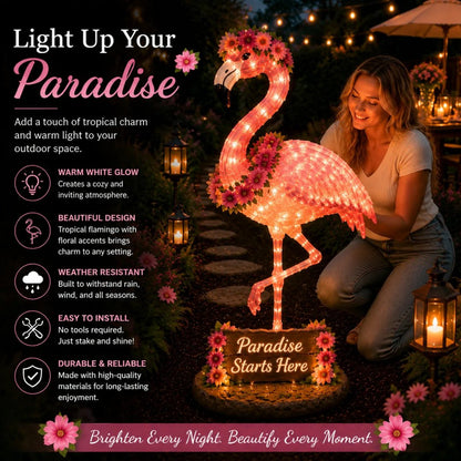 Flamingo Glow Garden Sculpture – Tropical Pink Light-Up Yard Decor for Backyard & Patio Nights